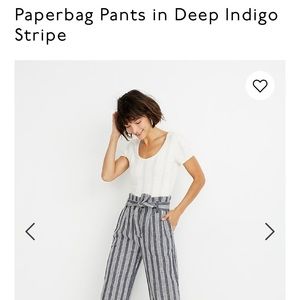 Madewell Paperbag Pants in Deep Indigo Stripe